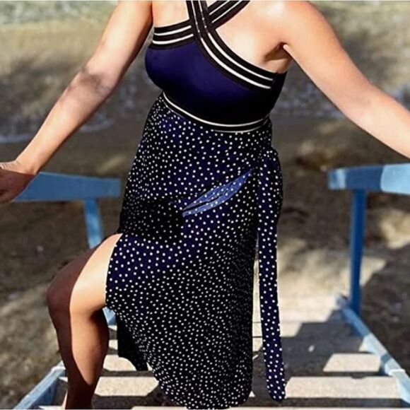 Newchoice Women's Boho Leopard Skirt High Low Split  Midi Wrap Skirt NWT Size S - Picture 5 of 8